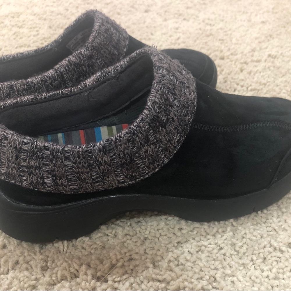 Dansko Eartha Black Suede  Cuff Slip on Clogs